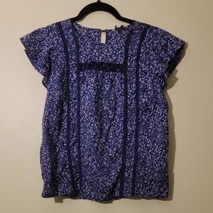 Lucky Brand Navy Floral Blouse